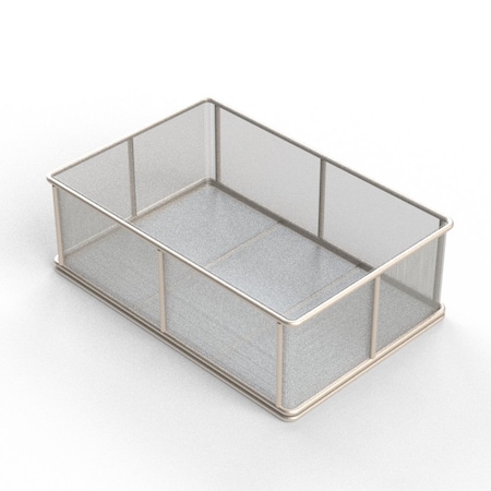 Anysizebasket Rectangular Wire Mesh Basket: 18Lx12Wx6H, 304 SS, 5/16 Rod Frame, No Handles, Mesh: 8 x .047 TMT-180120060-N08S